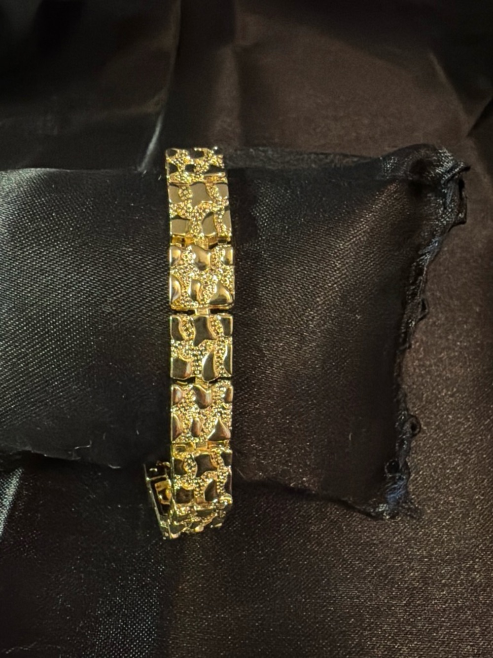 Men's Gold plated Tone Textured Link Bracelet - Classic Men's Jewelry